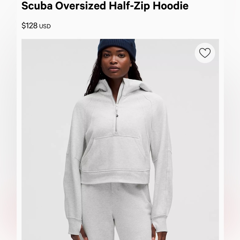 Lululemon Athletica Light Gray Scuba Half-Zip Hoodie